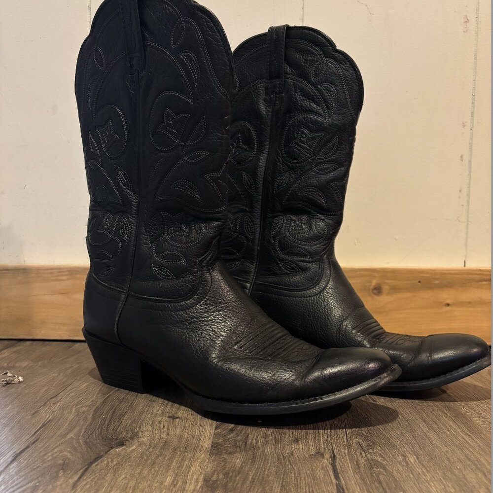 WOMENS ARIAT HERITAGE WESTERN Regular  TOE BLACK LEATHER WESTERN COWBOY BOOTS 10 - Picture 4 of 10